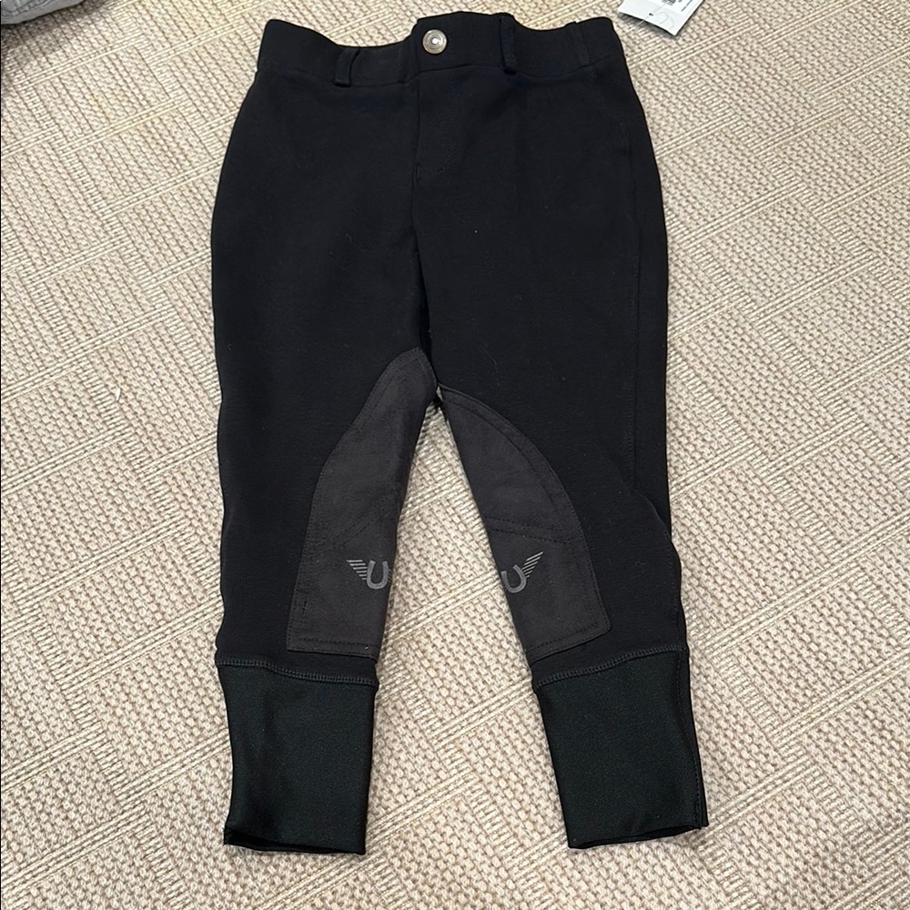 Tuffrider Jodhpurs Black Form-Fitting Leggings with Knee Patches